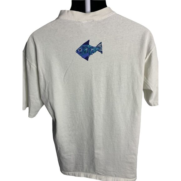 Vintage Mens Single Stitch San Diego Blue Fish Crewneck Short Sleeve Sz L - Picture 3 of 5